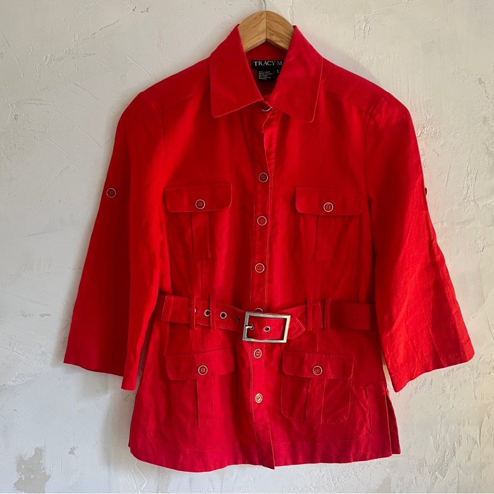 Tracy M Vibrant Red Utility Top